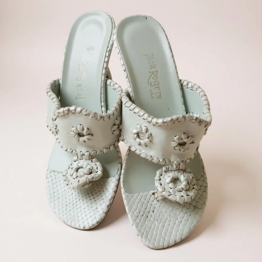 Jack Rogers Whipstitches Kitten Heel Thong Sandals SZ 6 - Picture 4 of 16
